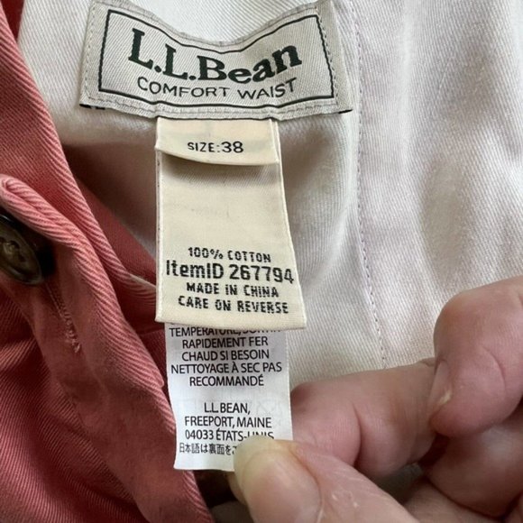 L L Bean Cotton Comfort Stretch Waist Shorts Flat Front Men's Sz 38 Salmon - Picture 5 of 10